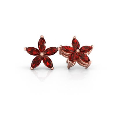 Clous d'oreilles Sylvana 585 or rose grenat 5x2.5 mm
