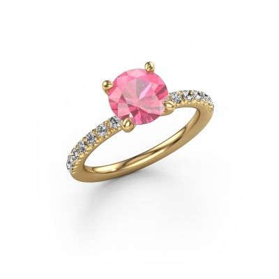 Engagement ring Crystal RND 2 585 gold pink sapphire 7.3 mm