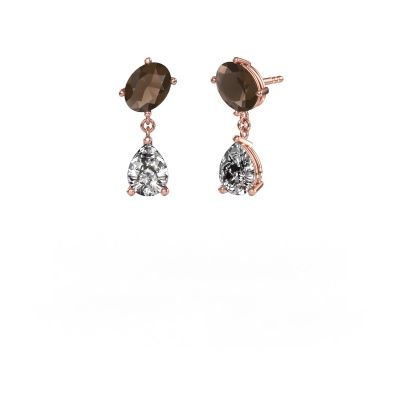 Earrings Toi et Moi OVL-PER 585 rose gold smokey quartz 8x6 mm