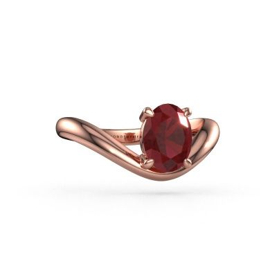 Engagement ring Femke OVL 585 rose gold ruby 8x6 mm