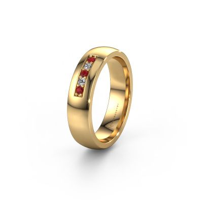 Wedding ring WH0111L25BP 585 gold ruby ±5x2 mm