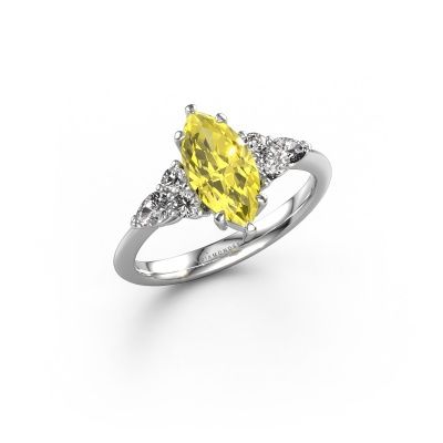 Engagement ring Melani MRQ 950 platinum yellow lab grown diamond 11x5.5 mm