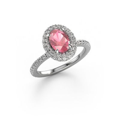 Engagement ring Talitha OVL 585 white gold tourmaline pink 7x5 mm