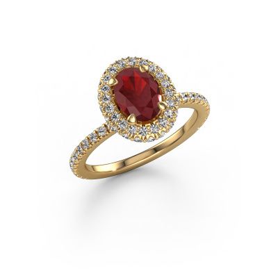 Engagement ring Talitha OVL 585 gold ruby 7x5 mm