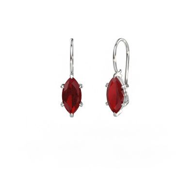 Drop earrings Cleo MRQ 585 white gold ruby 12x6 mm