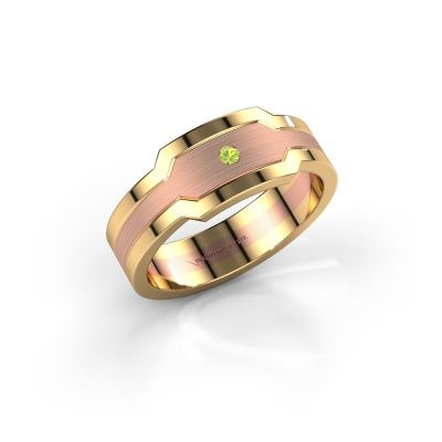 Heren ring Guido 585 rosé goud peridoot 2 mm