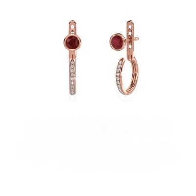 Clous d'oreilles Destiny 585 or rose rubis 4 mm