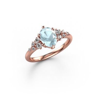Engagement ring Royce OVL 585 rose gold aquamarine 8x6 mm
