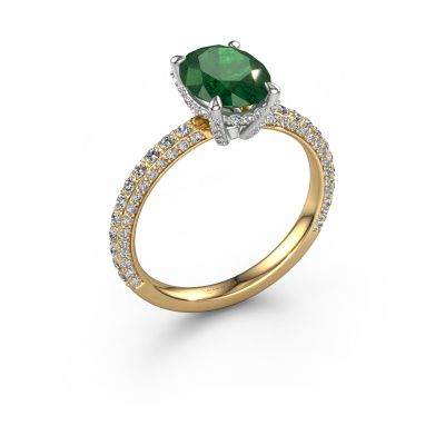 Engagement ring Saskia 2 OVL 585 gold emerald 9x7 mm