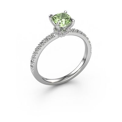 Engagement ring Crystal CUS 4 585 white gold green lab grown diamond 5.5 mm