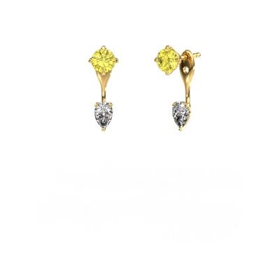 Drop earrings Kate RND-PER 585 gold yellow lab grown diamond 5 mm