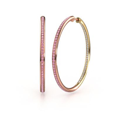 Hoop earrings Sina 35mm 585 rose gold pink sapphire 1.1 mm