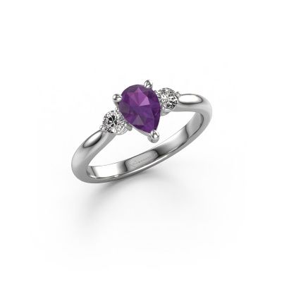 Engagement ring Lieselot PER 585 white gold amethyst 7x5 mm