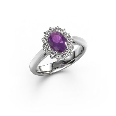 Engagement ring Margien 1 585 white gold amethyst 7x5 mm