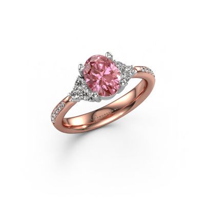 Engagement ring Aleida OVL 2 585 rose gold pink lab grown diamond 8x6 mm