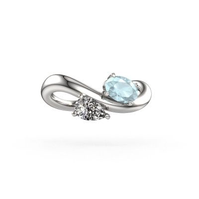 Engagement ring Chloe OVL-PER 585 white gold aquamarine 6.5x4.5 mm