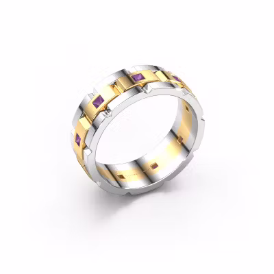 Men's ring Ricardo 2 585 gold amethyst 2 mm