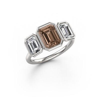 Engagement ring Lavon 3 EME 950 platinum brown diamond 3.15 crt