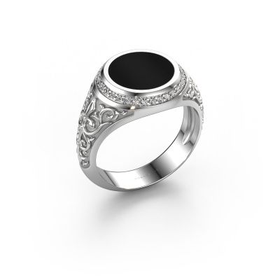 Signet ring Moor 2 585 white gold onyx 10 mm