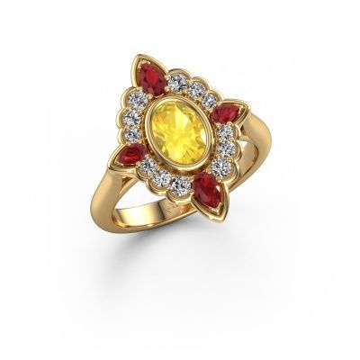 Verlobungsring Door 585 Gold Gelb Saphir 7x5 mm