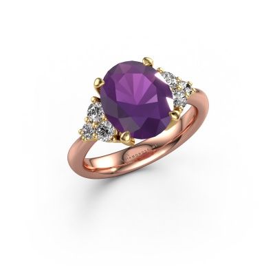 Engagement ring Aleida OVL 1 585 rose gold amethyst 9x7 mm