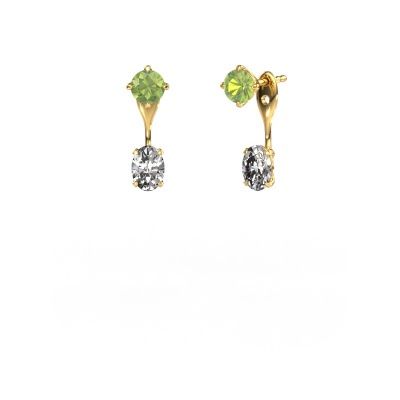 Drop earrings Kate RND-OVL 585 gold peridot 5 mm