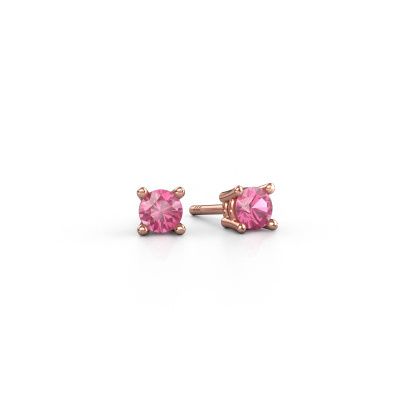Stud earrings Jannette 585 rose gold pink sapphire 4 mm