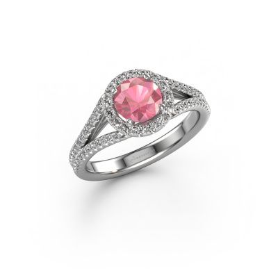 Engagement ring Verla rnd 2 585 white gold tourmaline pink 6.5 mm