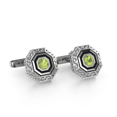 Cufflinks Dion 585 white gold peridot 5 mm