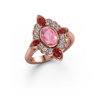 Engagement ring Door 585 rose gold pink sapphire 7x5 mm