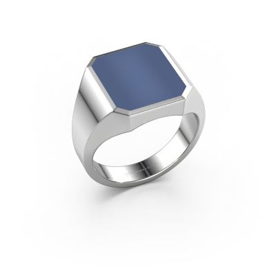 Chevalière Lars 3 585 or blanc nicolo bleue 14x12 mm