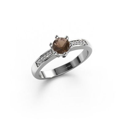 Engagement ring Luna 2 950 platinum smokey quartz 5 mm