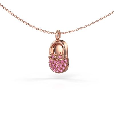 Pendant Babyshoe 585 rose gold pink sapphire 1.3 mm