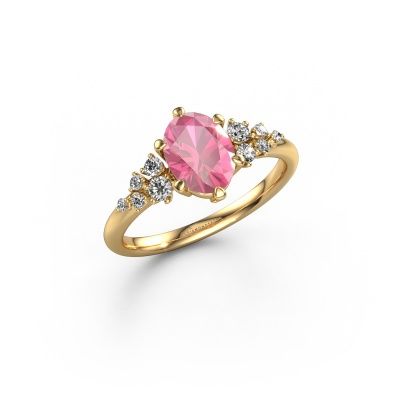 Engagement ring Royce OVL 585 gold pink sapphire 8x6 mm
