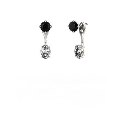 Pendants d'oreilles Kate RND-OVL 950 platine diamant noir 2.600 crt
