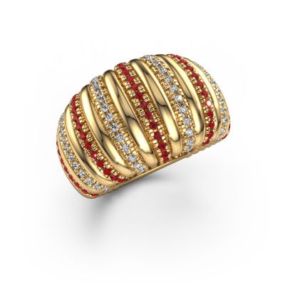 Ring Dawn 14 mm 585 goud robijn 1.1 mm