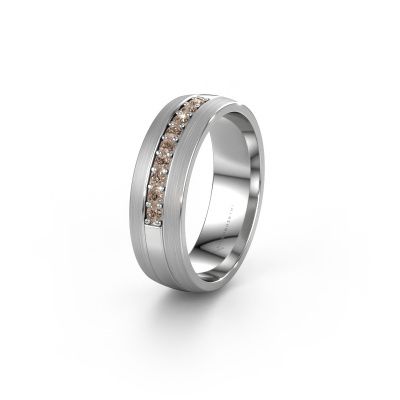Wedding ring WH0413L26APM 950 platinum brown diamond ±0.24x0.07 in