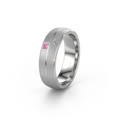 Wedding ring WH0250L26BM 585 white gold pink sapphire ±0.24x0.08 in