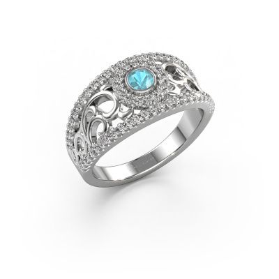 Bague Lavona 950 platine topaze bleue 3.4 mm