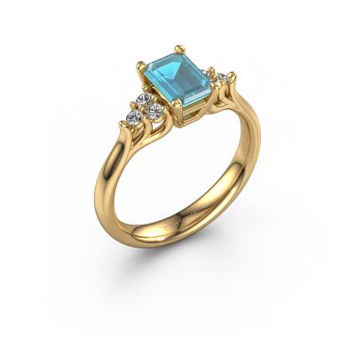 Engagement ring Monika EME 585 gold blue topaz 7x5 mm