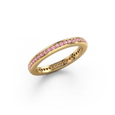 Stackable ring Elvire 2 585 gold pink sapphire 1.2 mm