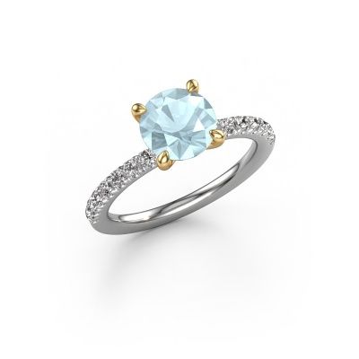 Verlobungsring Crystal RND 2 585 Weißgold Aquamarin 7.3 mm
