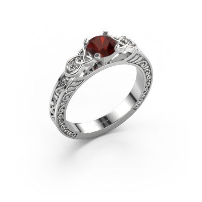 Engagement ring Gillian 585 white gold garnet 5 mm