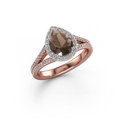 Engagement ring Verla pear 2 585 rose gold smokey quartz 8x6 mm