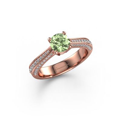 Engagement ring Ruby rnd 585 rose gold green lab grown diamond 5.7 mm