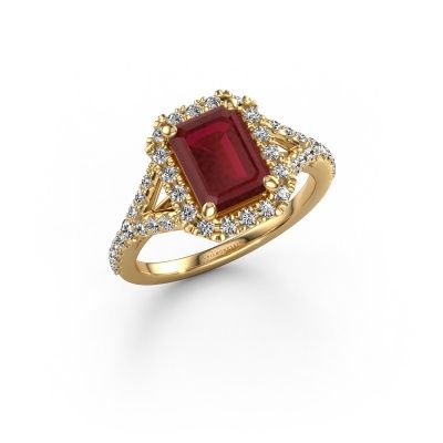 Engagement ring Kimber EME 585 gold ruby 8x6 mm
