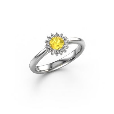 Bague de fiançailles Tilly RND 1 585 or blanc saphir jaune 4.2 mm