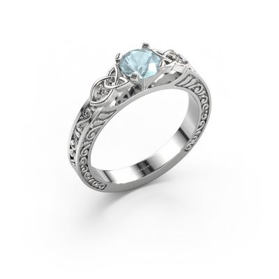 Engagement ring Gillian 585 white gold aquamarine 5 mm