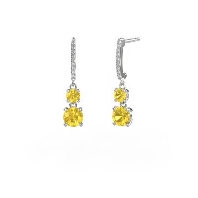 Drop earrings Tanja 2 950 platinum yellow sapphire 4.2 mm
