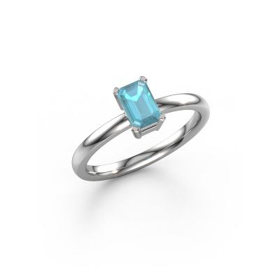 Engagement ring Denita 1 EME 585 white gold blue topaz 6x4 mm